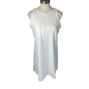 lou & grey white tenniscore zip athletic dress medium
